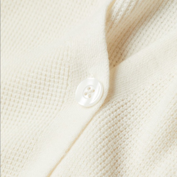 H&M creme white waffle split side cardigan xs new - Picture 8 of 11